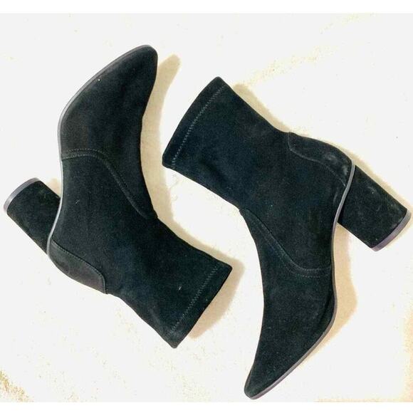 STUART WEITZMAN Margot Bootie BLACK STRETCH Suede Size 10 Retails $625 - Picture 3 of 5